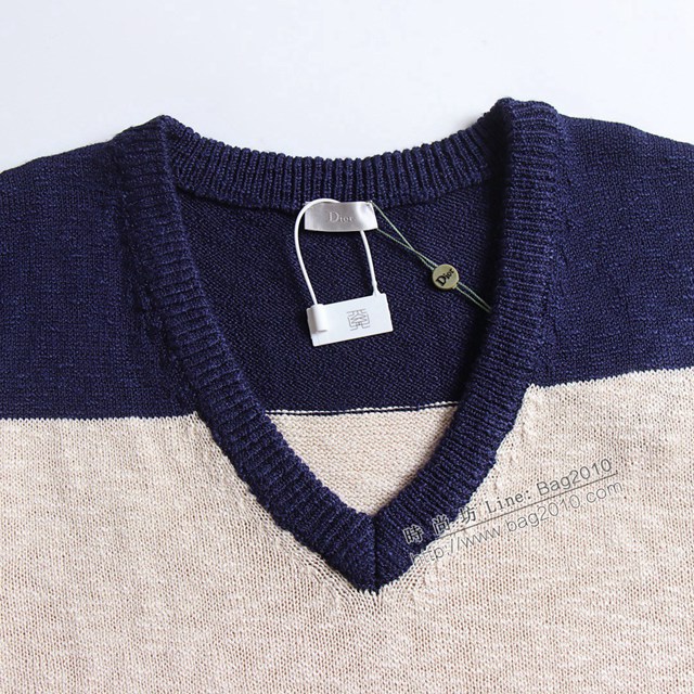 Dior專櫃迪奧2023FW新款刺繡拼色羊毛針織背心 男女同款 tzy3211